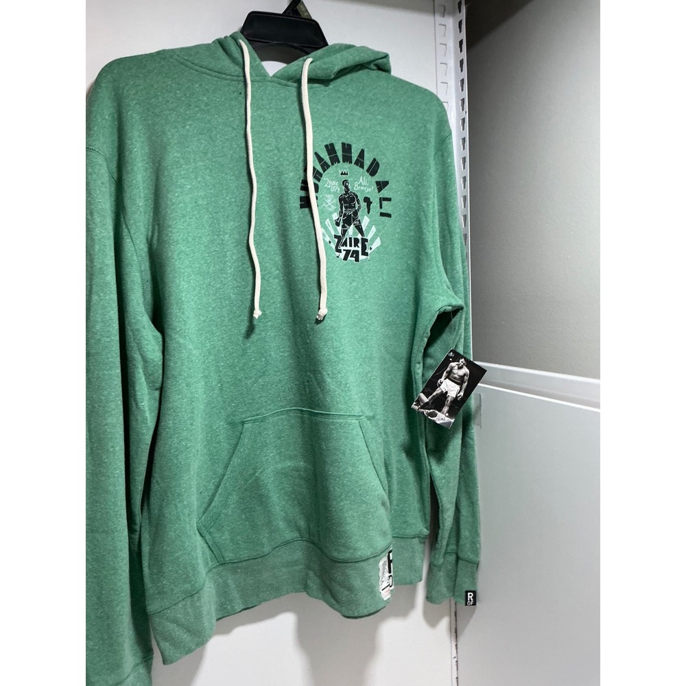 Roots of Fight Muhammad Ali Zaire 74 Hoodie Green Heathered Sweatshirt XL